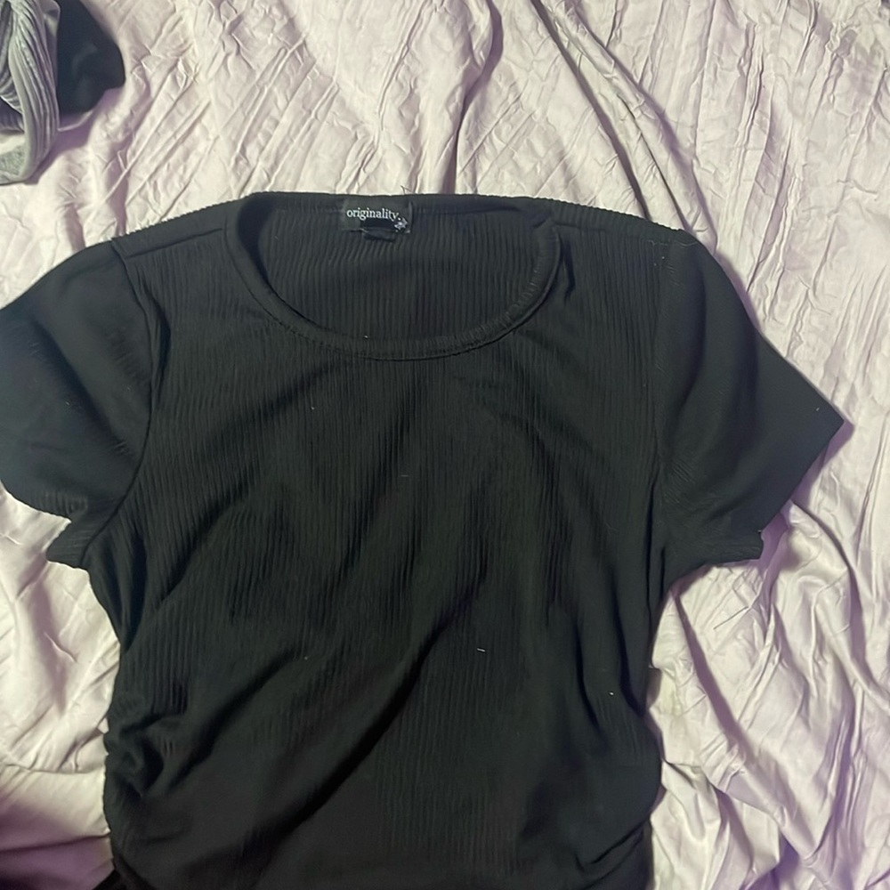 Black crop top side ties